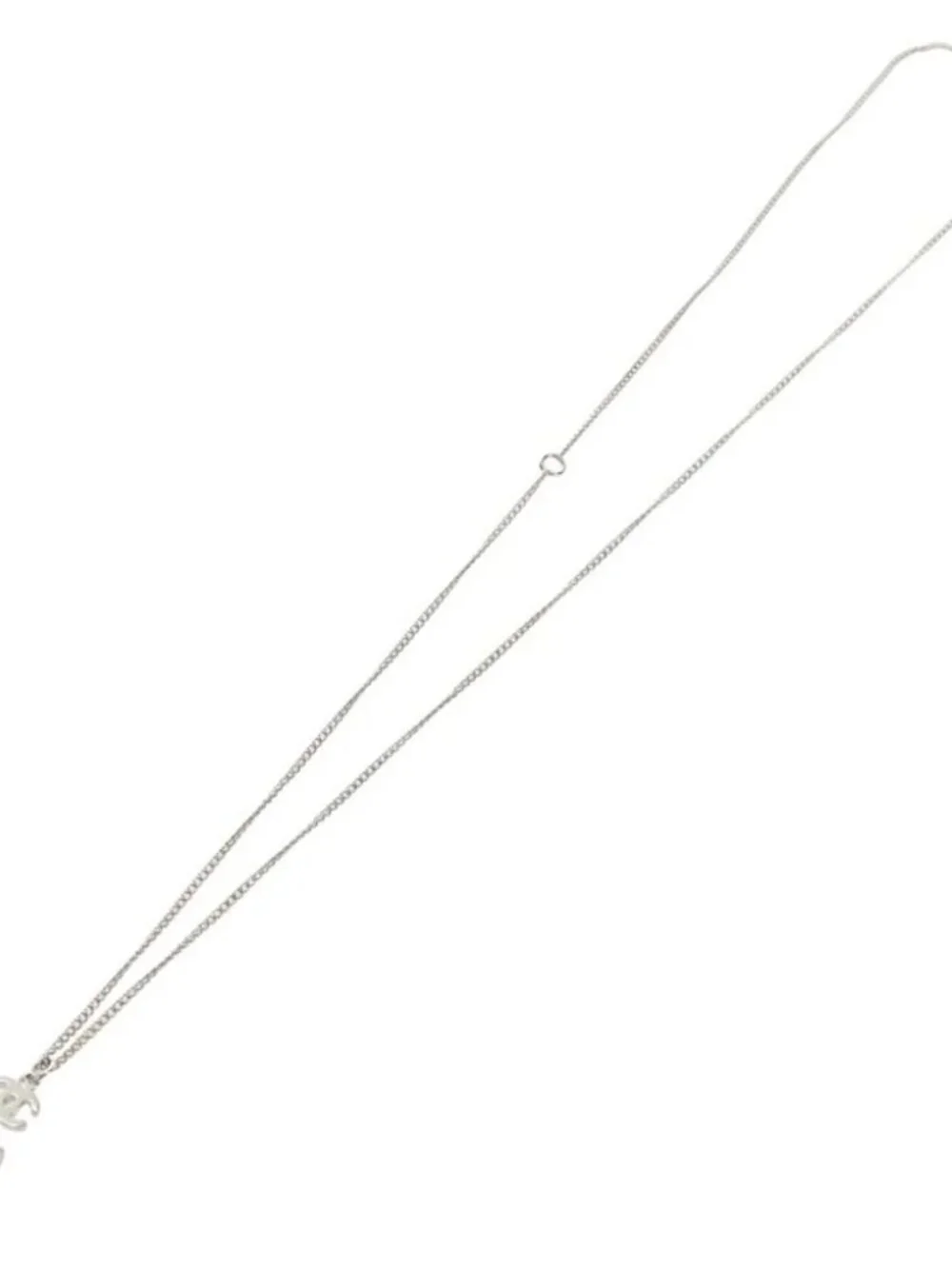 CHANEL COCO Mark Cat Necklace metal Silver CC Auth 184248M
